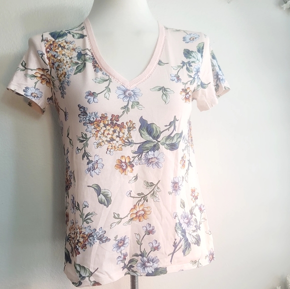 GERARD DAREL VALORA FLORAL-PRINT KNITTED V-NECK SHORT SLEEVE WOMEN'S SIZE MEDIUM - Picture 8 of 16